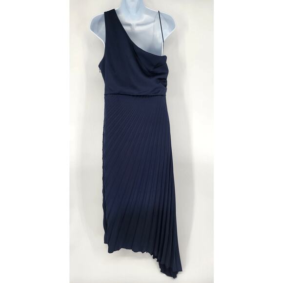 Sam Edelman Navy Blue Pleated One Shoulder Dress Women's Size 6 - Picture 10 of 10